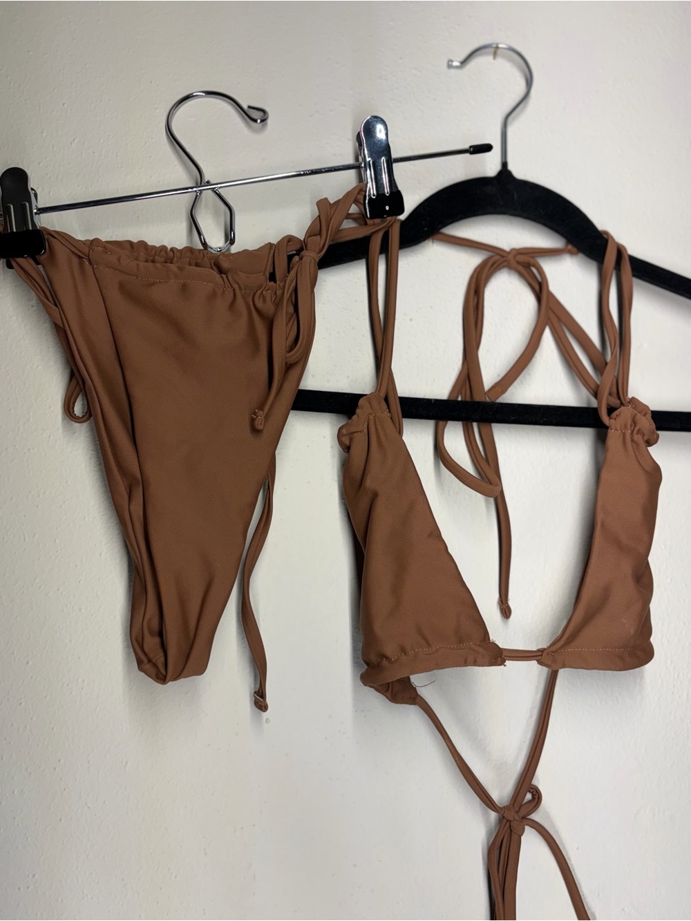 Brown String Triangle Bikini Set